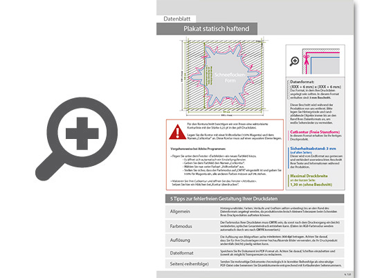 Product Bild plakat_statisch_haftend_4_0_farbig_bedruckt_in_schneeflocke-form_konturgeschnitten